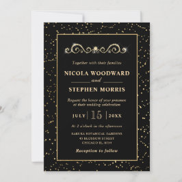 Convites Elegante Moldura Dourada em Decoração de Casamento