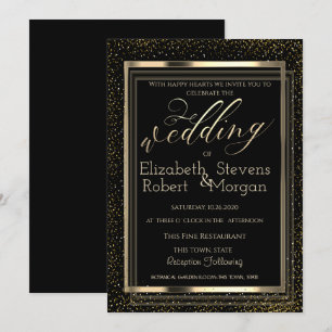 Convites Elegante Moldura Estilosa Confetes Casamento