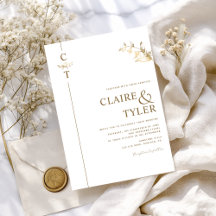 Elegante Monograma Clássico Branco e Dourado de Ca