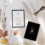 Convites Elegante | Monograma clássico Casamento com código<br><div class="desc">Convite de casamento em folha de eterno e na moda preto e branco com código QR e informações mais detalhadas no verso.</div>