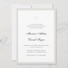 Convites Elegante Monograma de Caligrafia em Branco para Ca