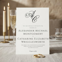 Elegante Monograma de Casamento Preto e Branco For