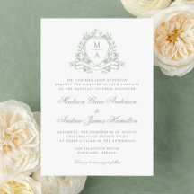 Elegante Monograma de Floral em Verde Sálvia para