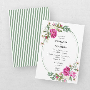 Convites Elegante Monograma de Noiva com Flor de Peônia Ros