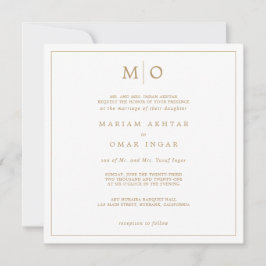 Convites Elegante Monograma Dourado em Script