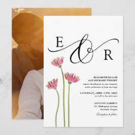Convites Elegante Monograma Floral Flores Silvestres Foto C