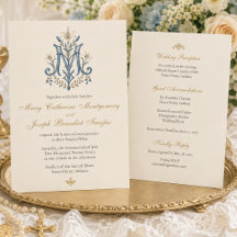 Elegante Monograma Floral Mariana Católica