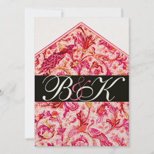 CONVITES ELEGANTE MONOGRAMA FLORAL ROSA FLORENTINO ANTIGO