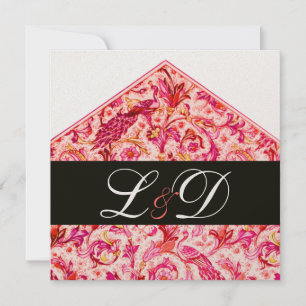 CONVITES ELEGANTE MONOGRAMA FLORAL ROSA FLORENTINO ANTIGO