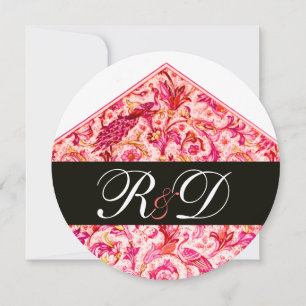 CONVITES ELEGANTE MONOGRAMA FLORAL ROSA FLORENTINO ANTIGO