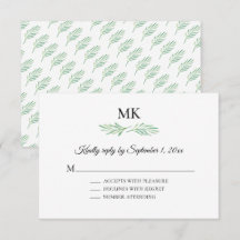 Elegante Monograma Greenery Wedding RSVP