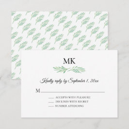 Convites Elegante Monograma Greenery Wedding RSVP