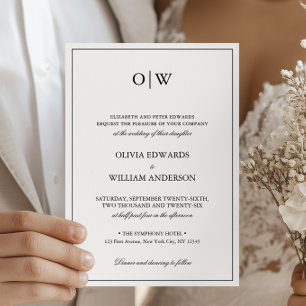 Convites Elegante Monograma Minimalista de Casamento