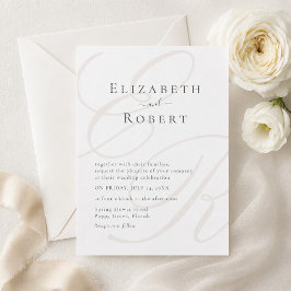 Convites Elegante Monograma Minimalista de Casamento