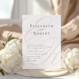 Convites Elegante Monograma Minimalista de Casamento
