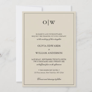 Convites Elegante Monograma Minimalista de Casamento