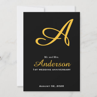 Convites Elegante Monograma Preto Dourado Aniversário de Ca