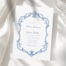 Elegante Monograma Vintage Casamento Azul Poeirent