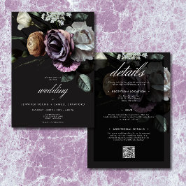 Convites Elegante Moody Twilight Mudou Floral Dois Lados