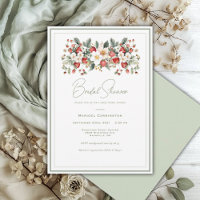 Elegante Morango em Aquarela Floral Noiva