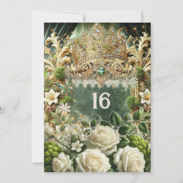 Convites Elegante Moss & Moonlight Regal Green Sweet 16 Inv