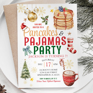 Convites Elegante Natal Branco Pancake Pijamas Aniversário 