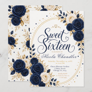 Convites Elegante Navy Sweet 16
