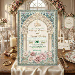 Convites Elegante Nikah Islâmico Caligrafia Bismillah