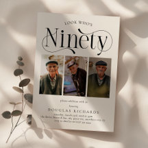 Elegante NINETY 3 90 de colagem de fotos Aniversár