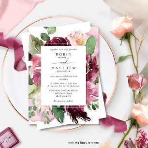 Convites Elegante no Casamento Floral de Berry e Rosa Burgu