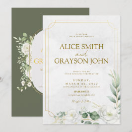 Convites Elegante Noiva Boho Floral Verde Salvia Casamento