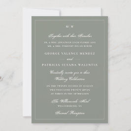 Convites Elegante Noiva com Monograma Verde Sálvia