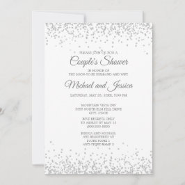 Convites Elegante Noiva de Casal Brilho Prata Branco