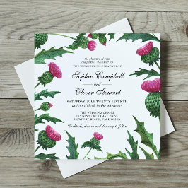 Convites Elegante Noiva Floral Cardo Escocês
