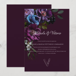 Convites Elegante Noiva Floral Gótica Escura