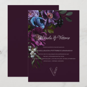 Convites Elegante Noiva Floral Gótica Escura