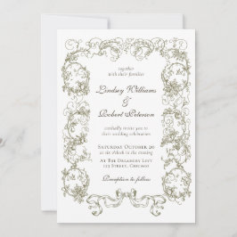 Convites Elegante Noiva Floral Ornata Bege Branco Vintage