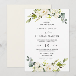 Convites Elegante Noiva Marfim Floral Bonito Casamento