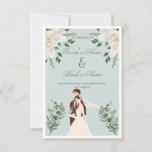 Convites Elegante Noiva & Noivo Casamento Ilustrado