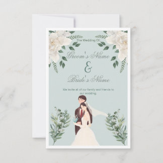 Convites Elegante Noiva & Noivo Casamento Ilustrado