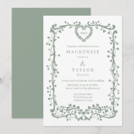 Convites Elegante Noiva Verde Casamento Francês Quadro Cora