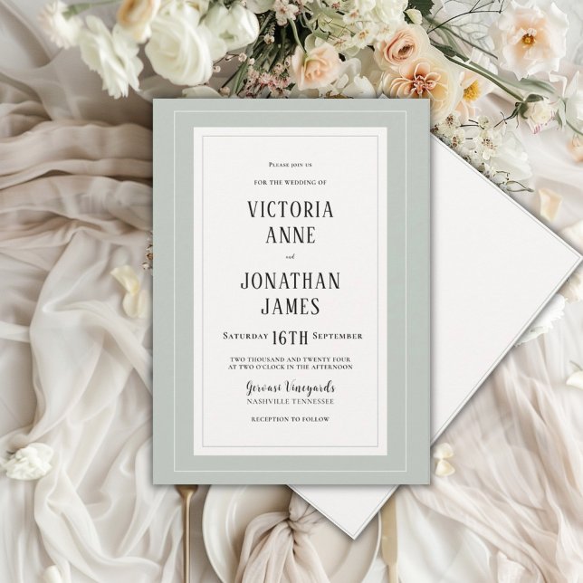 Convites Elegante Noiva Verde e Creme Chic Casamento (Criador carregado)