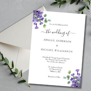 Convites Elegante Noivado Verde Eucalipto Floral Roxo