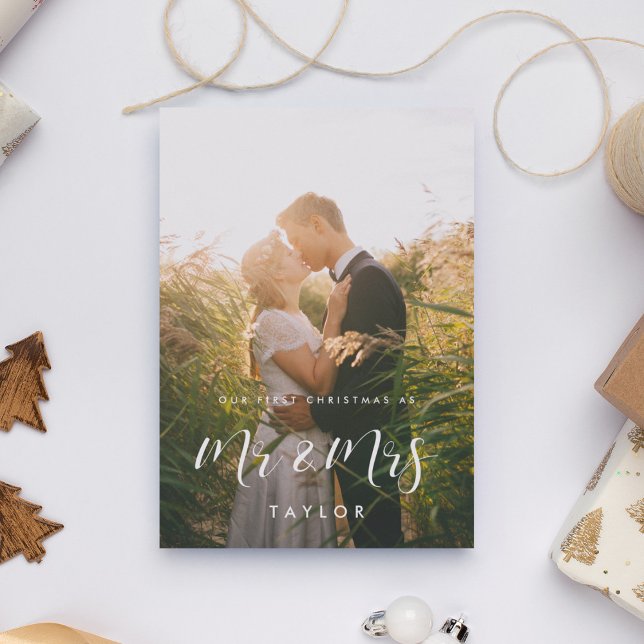 Convites Elegante Nosso Primeiro Natal como Sr. e Sra. Foto (Criador carregado)