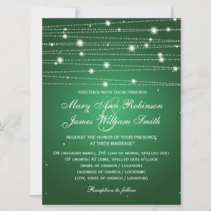 Convites Elegante Nupcial Linhas Espumantes Emerald Green