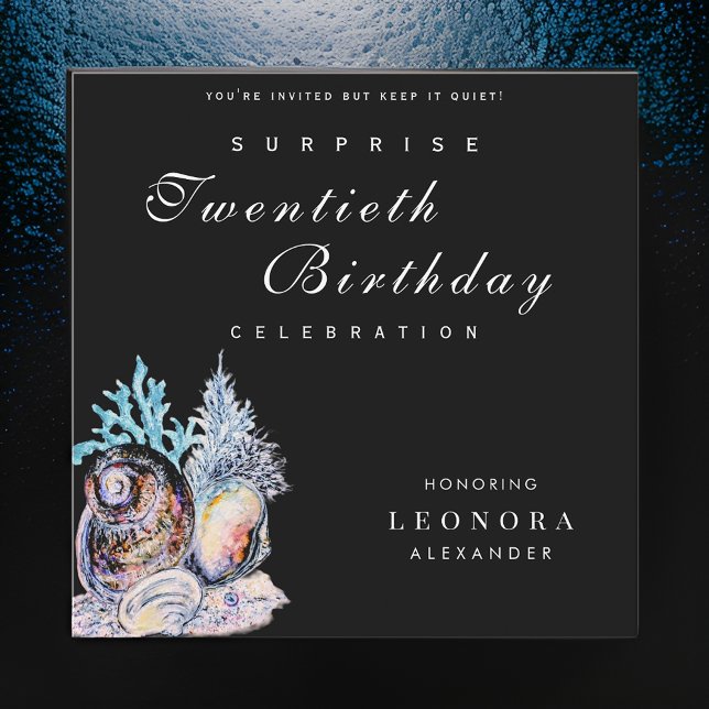 Convites Elegante Ocean Seashell Qualquer Festa de aniversá (Criador carregado)