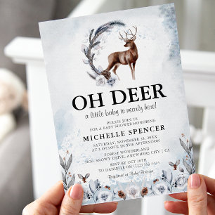 Convites Elegante Oh Deer! Chá de fraldas Neutro de Gêner