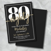 Elegante Oitenta Aniversário de 80 anos Dourado