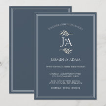 Elegante Opulência Azul Real Monograma Casamento 