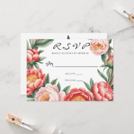 Convites Elegante Orange Peony Paint Weding RSVP